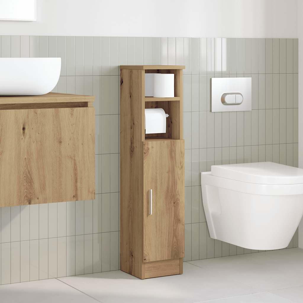 Mueble de baño Artisan-roble, 20,5 x 22 x 90 cm, con soporte de ruedas integrado, material de madera resistente a la humedad, espacio de almacenamiento versátil para su cuarto de baño