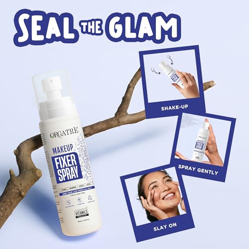 Image of Orgatre Makeup Fixer Spray Waterproof | Long-Lasting for Face | Smudge-Proof Hydrating Finish | With Vitamin C & Niacinamide | Glow After Makeup | For All Skin Types | 100ml (Pack of 2)