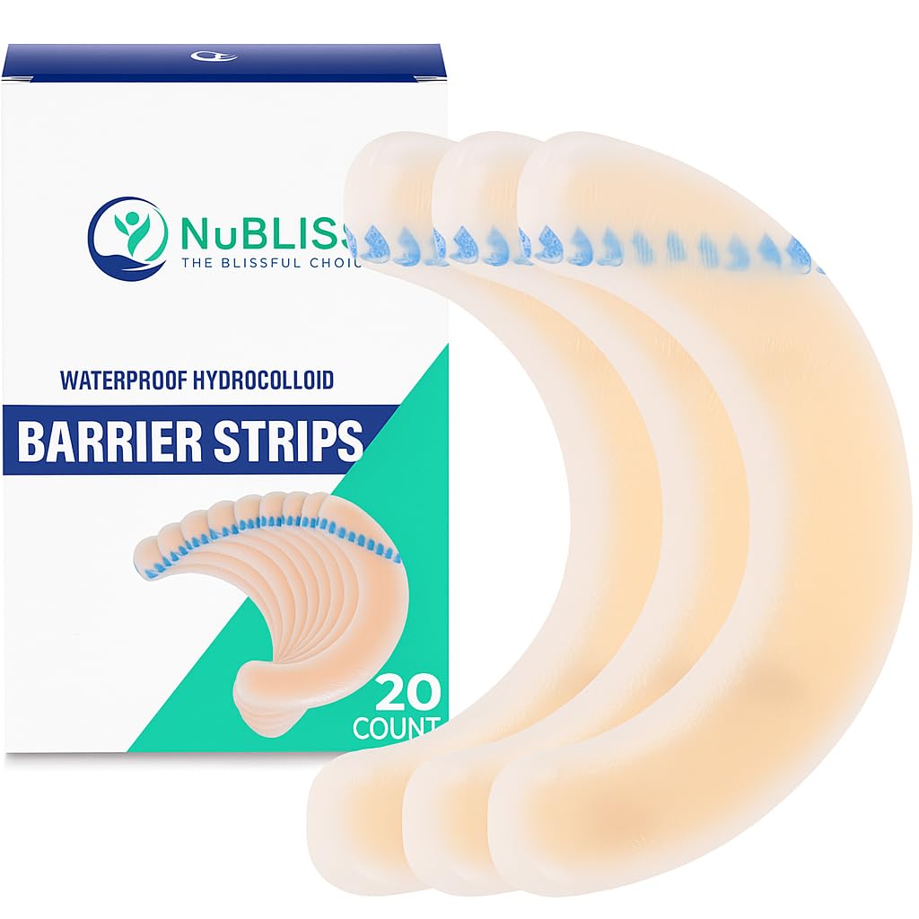 20PCS Ostomy Barrier Strips – Elastic, Leakproof, Waterproof Ostomy Tape for Skin - Hydrocolloid Ostomy Supplies - Medical-Grade Adhesive Seal Strip for Ileostomy, Urostomy, Colostomy Bags