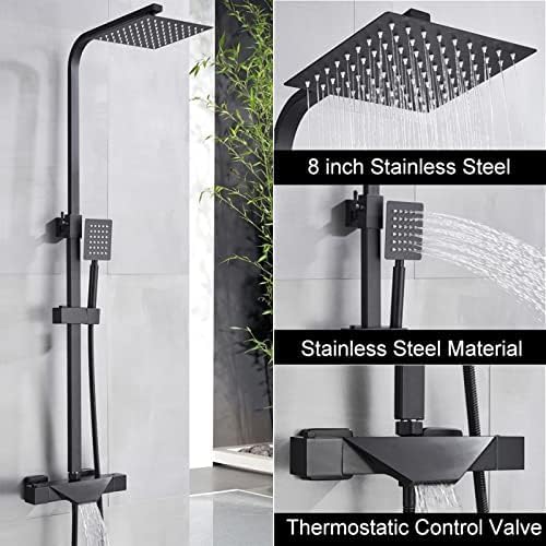 Ensemble de douche à pluie 8 pouces et mitigeur de douche thermostatique - 2