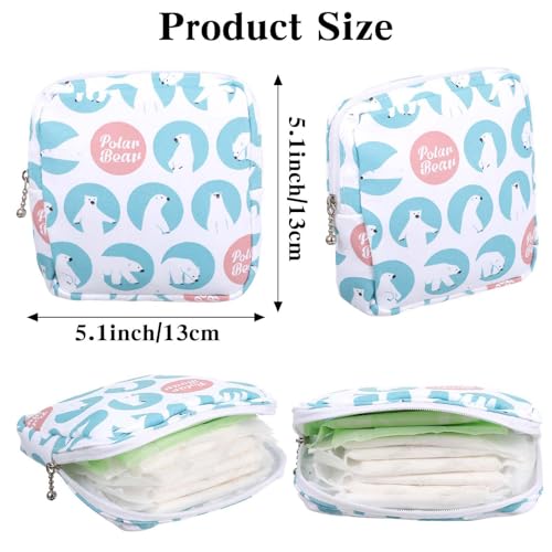Image of 3 PCS Sanitary Pad Storage Bag Portable Period Bag for Teen Pads /Sanitary Napkins /Tampons, Sanitary Napkin Storage Bags First Period Gifts for School, Hygiene Bags Travel Containers (Pink,Grey, Blue)