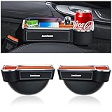 ランドクルーザーに対応 車載サイド収納ボックス 2025年新型 大容量【ドリンクホルダー+小物収納】 LAND CRUISER 70系 80系 150系 250系 300系 ZX VX シート隙間ポケット アームレスト収納ボックス 隙間埋め PUレザーブラック+メタルフレーム 耐磨耗 取り外し可能仕切り 落下防止 簡単取り付け 運転席 助手席 セット [並行輸入品]