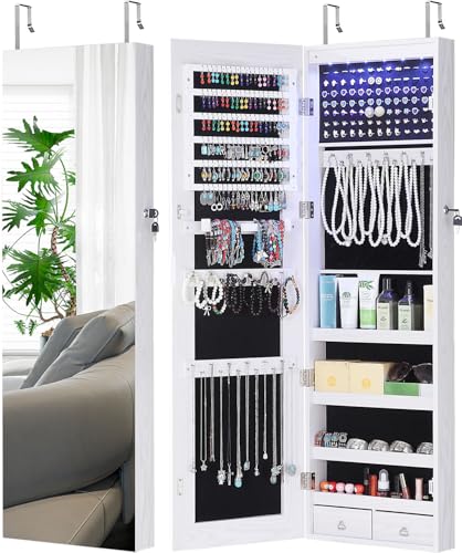 GISSAR Full Length Jewelry Mirror Cabinet with Lights