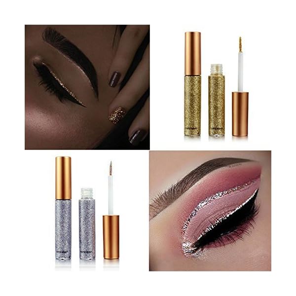 10 Colors Liquid Glitter Eyeliner Metallic Shimmer Glitter Eyeshadow Pigment Eyebrown Shimmer Waterproof Face Lips Art for Party Festival Makeup