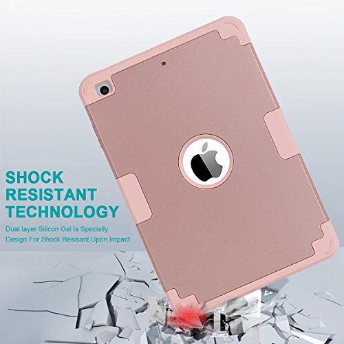 Ipad Mini Case,Ipad Mini 2 Case,Ipad Mini 3 Case,Ipad Mini Retina Case,Bentoben Anti-Slip Shock-Absorption Silicone High Impact Resistant Hybrid Three Layer Armor Protective Case Cover Rose Gold Pink #TOP7