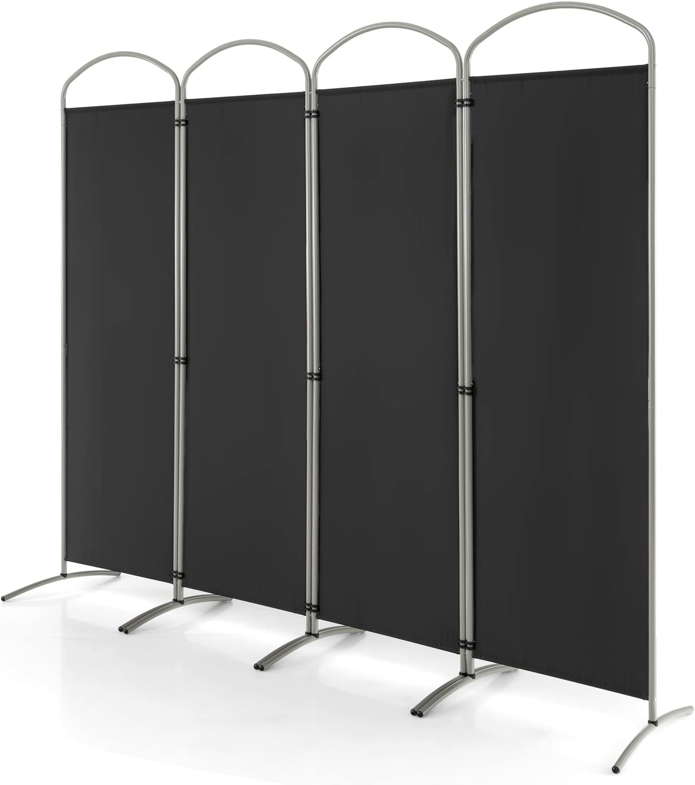 COSTWAY 4/6 Panel Folding Room Divider, Freestanding Wall Privacy Screen Protector, Paravent Partition Separator for Living Room, Bedroom and Office (Black, 4 Panel: 221 x 188cm)