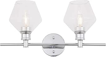 Living District Gene 2-Light Mid-Century Metal Wall Sconce in Chrome and Clear