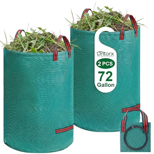 Dntorx 72 Gallons Reusable Yard Waste Bags, 2 Packs Lawn and Leaf Bags With Reinforced Handles, Collapsible Garden bag For Leaves,Grass,Storm Debris,Construction Waste, Standable&Foldable