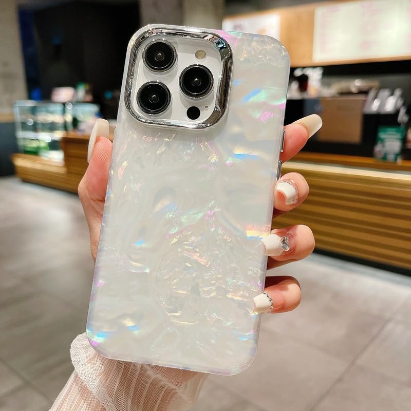 Image of COVERLY TPU for iPhone 16 Pro Max Holographic Marble Glitter Case,Luxury Laser Colorful Dreamy Hard Phone Case Camera Lens Protection Nebula Shockproof Case Aesthetic Cover for Apple iPhone 16 Pro Max