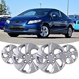 WOLFSTORM 15' Hubcaps for Honda Civic Sedan 2013-2015, Honda Civic Coupe 2013 Steel Wheels, R15 Car Hubcaps Bolt-On Installation 15 Inch Wheel Rim Cover Set of 4, Silver