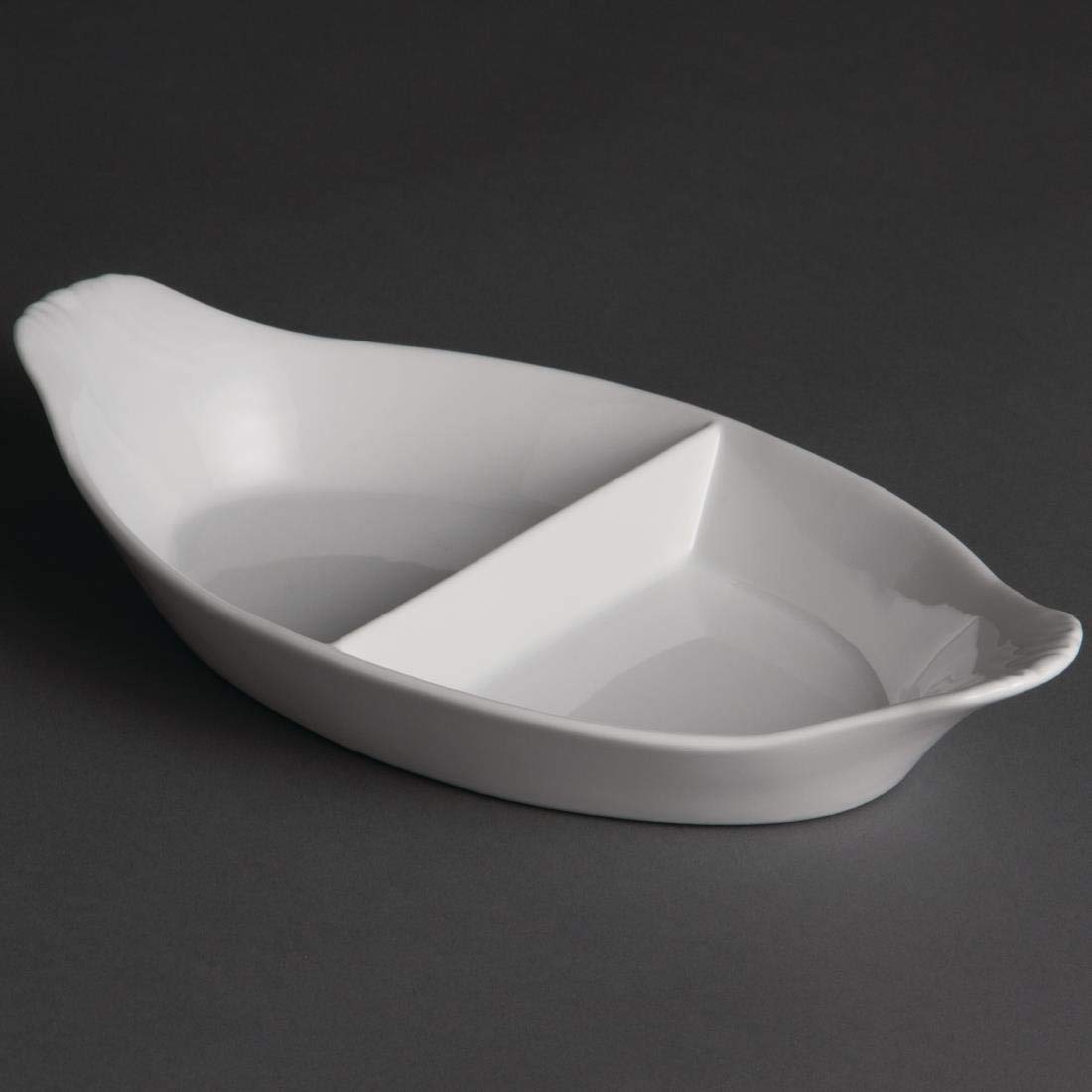 Olympia - Juego de 6 platos ovalados divididos (290 x 160 mm, porcelana)