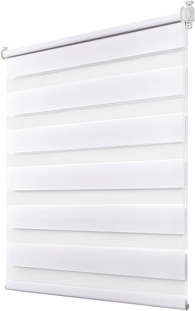 Deswell Doppelrollo Klemmfix ohne Bohren Weiß B80 x H200 cm (Stoffbreite 76cm) Rollos für Fenster ohne Bohren für Fenster mit Lichtdurchlässig & Verdunkelnd/Höhe Stufenlos Verstellbar