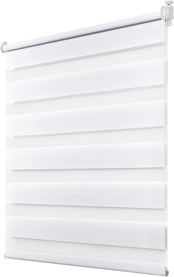 Deswell Doppelrollo Klemmfix ohne Bohren Weiß B80 x H200 cm (Stoffbreite 76cm) Rollos für Fenster ohne Bohren für Fenster mit Lichtdurchlässig & Verdunkelnd/Höhe Stufenlos Verstellbar
