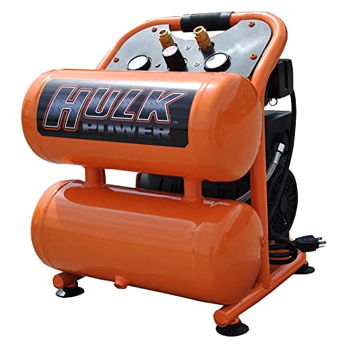 EMAX Hulk Portable Air Compressor - 1hp 4 Gal. Silent Air Compressor with Oil Free Pump & 120 Max PSI - HP15P004SS -  HULK POWER