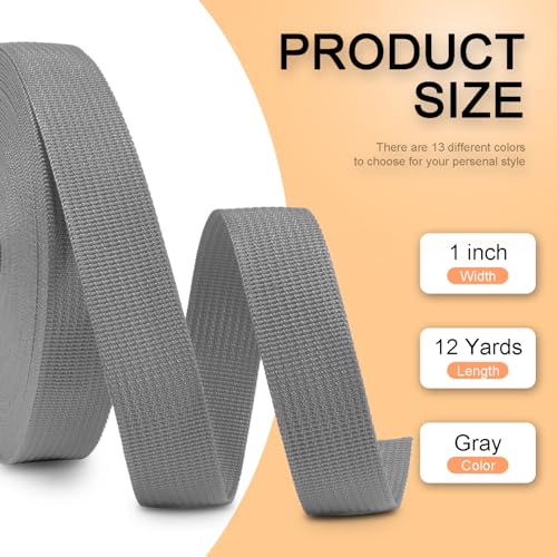 Image of CooBigo 12 Yards Webbing 1 inch & 1.5 inch & 2 inch Polypropylene Webbing Strap 1 Inch 1.5 Inch 2 Inch Wide Webbing Strapping for Bags /Lawn Chair /Pool Solar Cover DIY Crafting