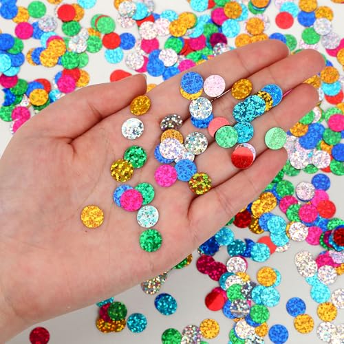 image for MARFOREVER Multicolor Sparkle Foil Confetti, Glitter Round Confetti Bi