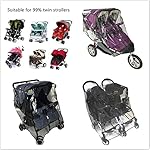 Universal Kinderwagen Regenbedeckung Zwillingskinderwagen Regenschutz Side by Side Wasserdicht Transparent PVC Kinderwagen Regenschutz Staubdicht Winddicht Doppel-Kinderwagen Große Regenabdeckung