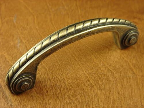 Retro Art Deco Rope Handle Antique Brass 3" Between Screw Holes New