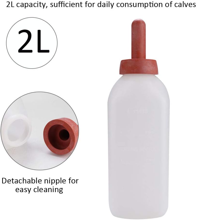 Calf Nursing Bottle, 2L Calf Cow Feeding Milk Bottle Cups Nursing Calf Milk Feeder Bottle Detachable Nipple Without Handle Farm Equipment for Calf Cow - Image 5