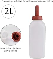 Vista 2 de Zerodis Alimentador de leche de ternero de 2L Tazas de botella de leche de ternero de lactancia Biberón de vaca sin mango Juego de tornillos Ordeño