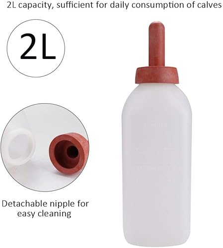 Miniatura 2 de Alimentador de leche de ternero de 2L Tazas de botella de leche de ternero de lactancia Biberón de vaca sin mango Juego de tornillos Ordeño Reemplazo