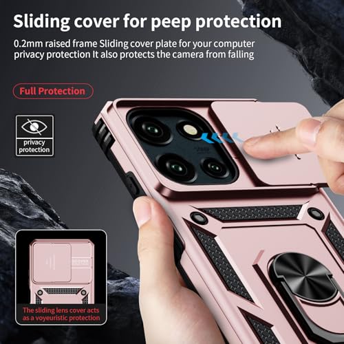 Weycolor for Moto G 2025 Case with Camera Lens Cover, HD Screen Protector, 10 FT Military Grade Drop Protection, Magnetic Ring Holder Kickstand Phone Case for Motorola Moto G 2025, Rose Gold by Weycolor - Used condition - Image 3