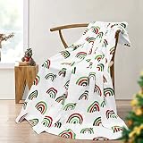 Boho Rainbow Throw Blanket Spring Bohemian Decorative Holiday Throw Blanket Home Decor Soft Fleece B