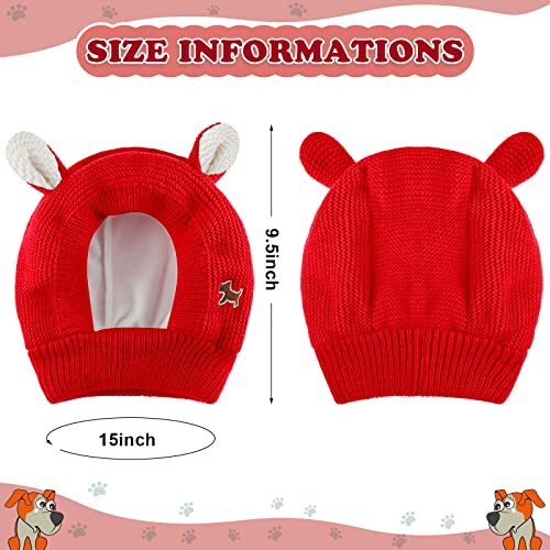 Quiet Ears For Dogs, Dog Ear Muffs Noise Protection Knitted Dog Hats Pet Ears Warm Dog Ear Cover Winter Hat Dog Snood Head Wrap Bunny Costume For Medium To Large Dogs Cats Pets (Red) #TOP2