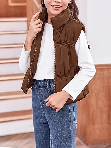 Imily Bela Girls Puffer Vest Stand Collar Sleeveless Warm Jacket Cute Outerwear With Pockets 7-14 Years4
