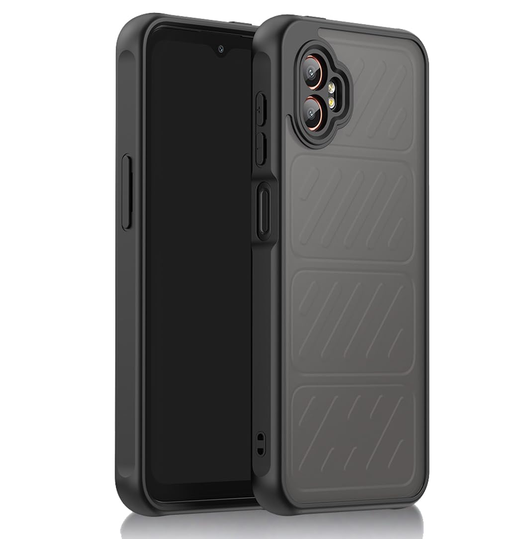 teroxa Compatible with Samsung Galaxy Xcover 7 Pro Case, Semi Transparent Back Design Corner Airbag Protection Soft TPU Bumper Cover Shell (Black)