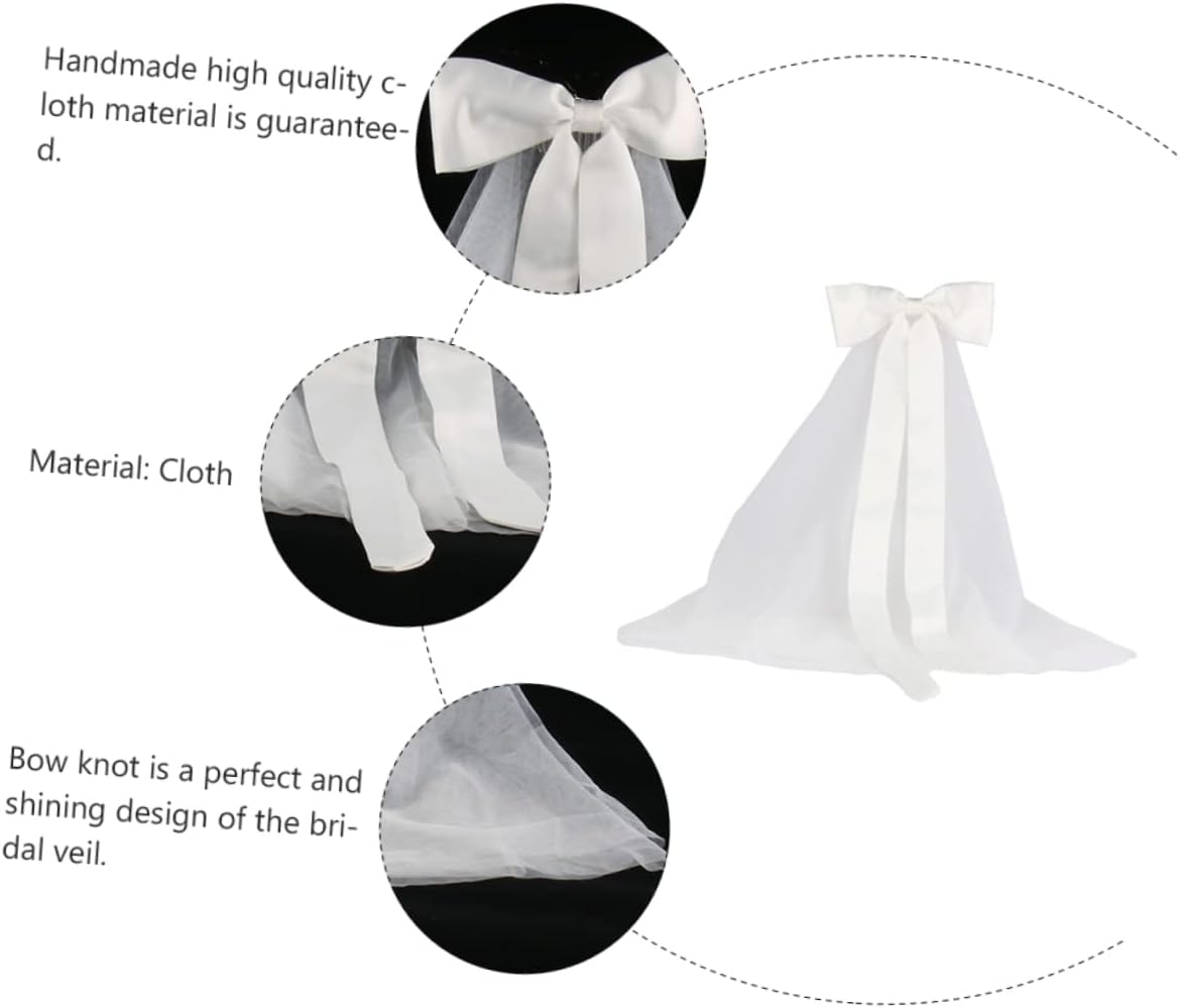 Gatuida 3pcs Women Romantic Bridal Veil Bow Knot and Comb Elegant Wedding Accessory for Brides Handmade Veil Headdress Beautiful Look Your Special Day