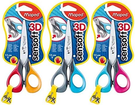 1 x Orange & Red Maped Sensoft 3D 13cm Left Handed Scissors