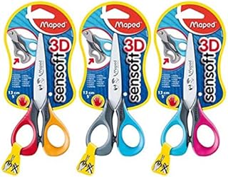 1 x Orange & Red Maped Sensoft 3D 13cm Left Handed Scissors