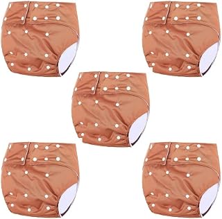 Juego de 5 pañales lavables para adultos para incontinencia para personas mayores, sin olor, cintura grande, color marrón