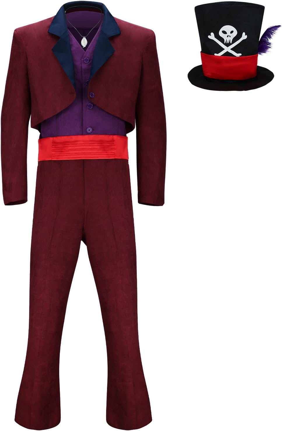 Warlock Costume Adult Men Vintage Tailcoat Jacket with Red Sash Corset Wizard Cosplay Halloween Fancy Outfits