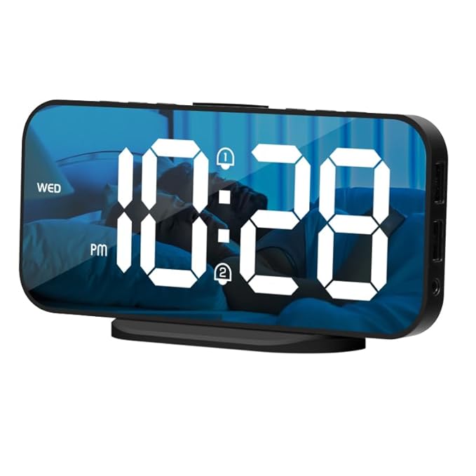 Buy ALANAS Digital Alarm Clock with Dual Alarms, Mirror LED Bedroom Alarm Clocks for Kids