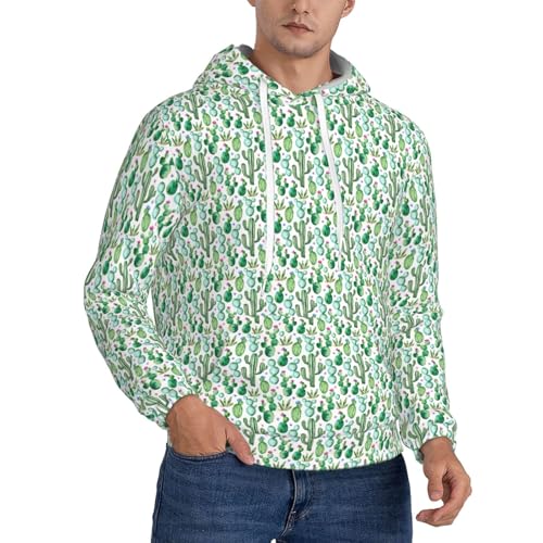 Sweat à capuche chaud homme imprimé floral et motif de cactus casual