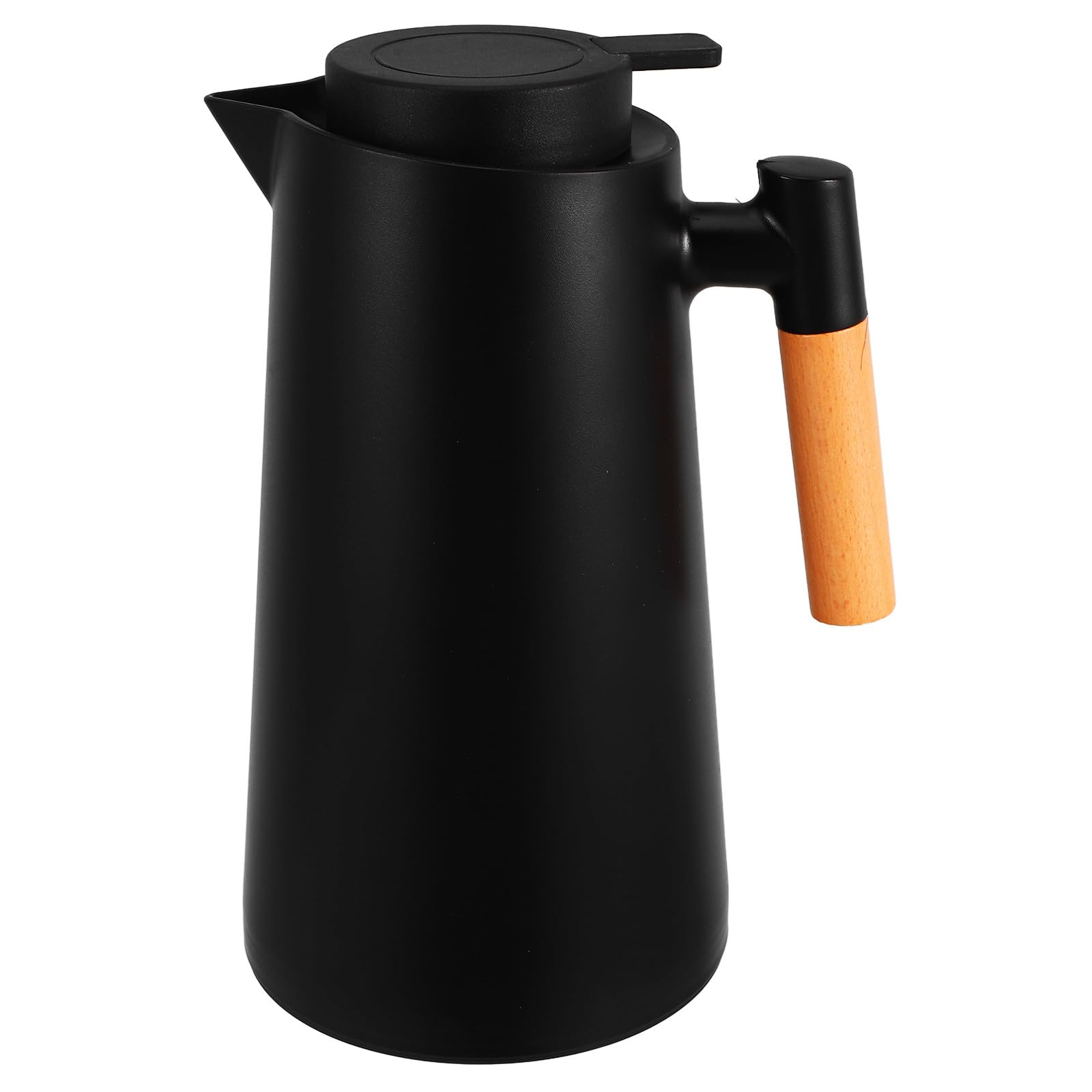 Thermoskanne 1000ml Schwarz mit Griff und Deckel Vakuumisolierte Glasflasche Hält Getränke Heiß oder Kalt Leicht und Stilvoll für Büro oder Zuhause