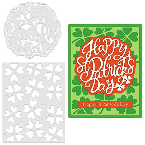 GLOBLELAND Saint Patrick's Day Clover Background Cutting Dies Lucky Grass Die Cuts for DIY Crafting Embossing Stencil Template for Card Making Scrapbooking Photo Album Decoration