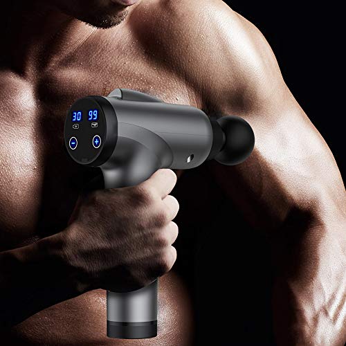 Olsky Massage Gun Deep Tissue, Handheld Electric Muscle Massager, High Intensity Percussion Massage Device For Pain Relief With 10 Attachments & 30 Speed(Grey) #TOP6