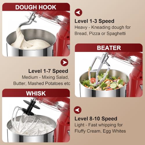 Image of Honinst 4QT Electric Stand Mixer, 10-Speed Tilt-Head Compact Kitchen Mixer