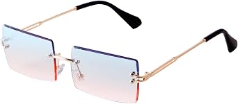 ADE WU Vintage Rimless Sunglasses for Women Men 90s Fashion Frameless Rectangle Tinted Sun Glasses Unisex Stylish