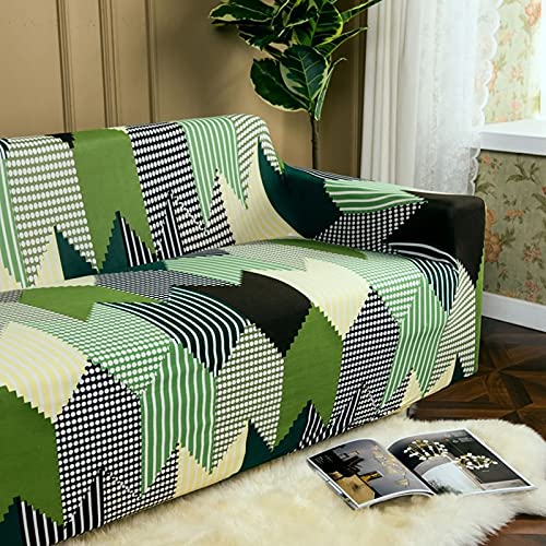 Daesar Stretch Jacquard Sofa Cover, Sofa Waterproof Slipcover Polka Dot Stripe Pattern Sofa Slipcover Green Black (Polyester 1 Seater) #TOP2