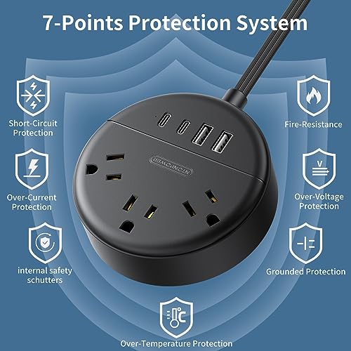 Ntonpower Flat Extension Cord 15 Ft Power Strip Flat Plug Extension Cord With Multiple Outlets 0.11In Flat Cord Usb Power Strip With 3Ac Outlet & 2 Usb C+2Usb A Cruise Approved & Compatible Rug thumb #8