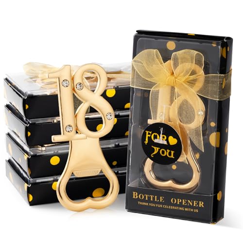Uezea 24 Pack 18th Birthday Bottle Openers Black Gift Boxes Party Favors