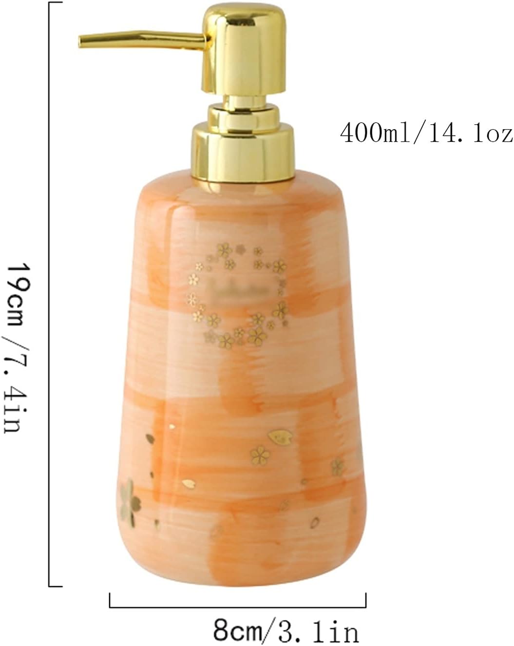 Soap Dispenser Ceramic Manual Lotion Bottle Shampoo Dishwashing Soap Dispenser for Bathroom and Kitchen Countertop Decoration Pump Bottle 400ml / 14.1oz liquid soap dispenser ( Color : Orange )