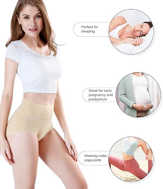 Image of DIVING DEEP Women's Briefs, 4 Pack, High Waisted Underwear, Comfortable Cotton Panties