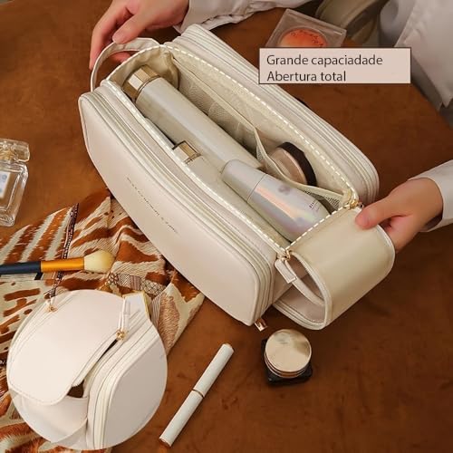 Bolsa de maquiagem portátil e organizadora, necessaire de grande capacidade para viagem, necessaire