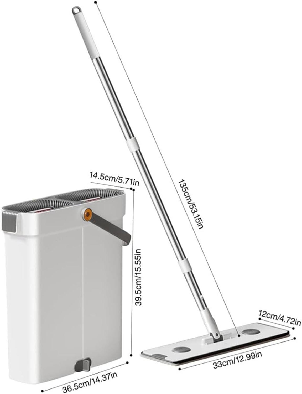 バケツとモップセット - 調節可能なフロアモップとバケツセット マイクロファイバーモップ、モップバケツクリーニングシステム クリーニ