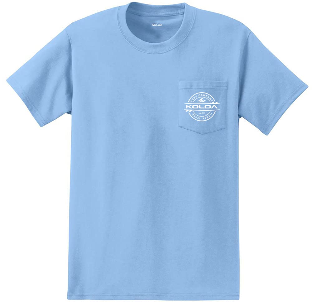 Joe's USA Koloa Men's Pocket T-Shirts 2 Sided Thruster Logo Tees-M-LightBlue/w